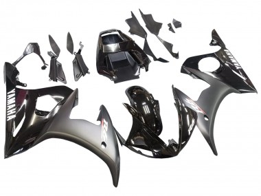 2003-2004 Glossy Black Matte Black White Decals Yamaha YZF R6 Motorcycle Fairings