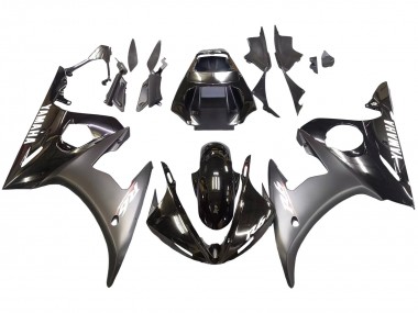 2003-2004 Glossy Black Matte Black White Decals Yamaha YZF R6 Motorcycle Fairings