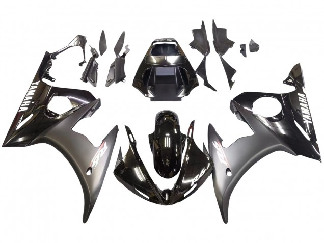 2003-2004 Glossy Black Matte Black White Decals Yamaha YZF R6 Motorcycle Fairings