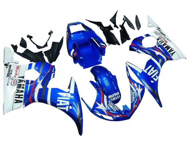 2006-2009 White Blue Fiat Motul Kastinee Yamaha YZF R6S Motorcycle Fairings