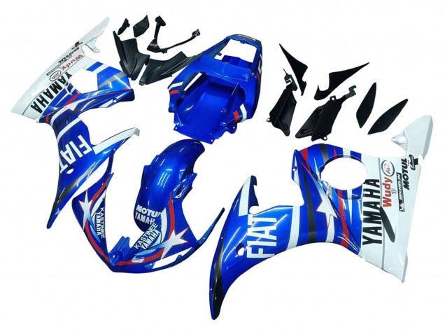 2006-2009 White Blue Fiat Motul Kastinee Yamaha YZF R6S Motorcycle Fairings