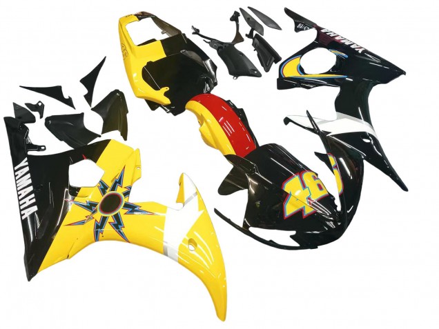 2006-2009 Yellow Red Glossy Black 46 Yamaha YZF R6S Motorcycle Fairings