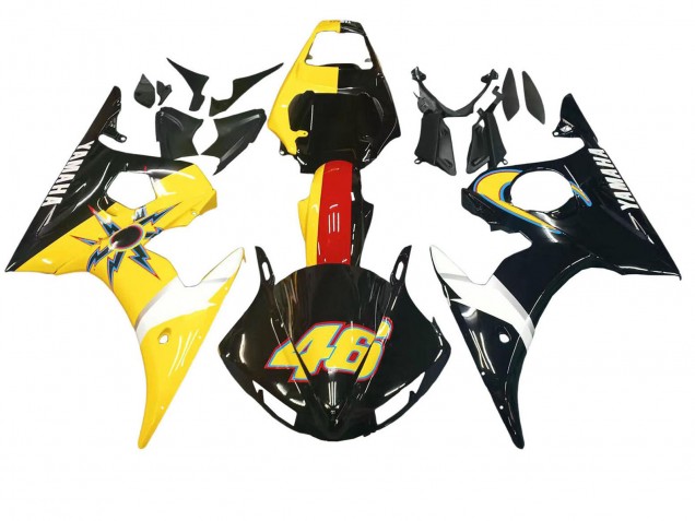 2006-2009 Yellow Red Glossy Black 46 Yamaha YZF R6S Motorcycle Fairings