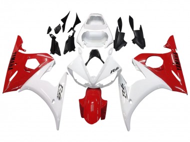 2003-2004 White Red Yamaha YZF R6 Motorcycle Fairings