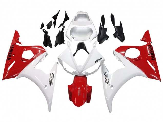 2006-2009 White Red Yamaha YZF R6S Motorcycle Fairings