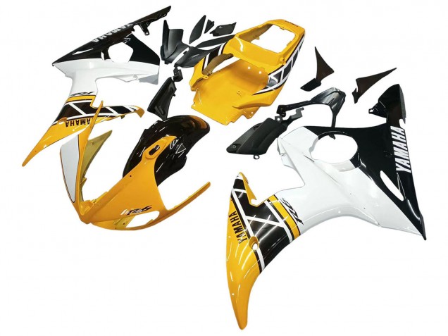 2006-2009 Yellow White Glossy Black Yamaha YZF R6S Motorcycle Fairings