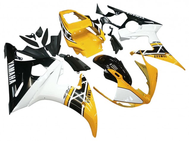 2006-2009 Yellow White Glossy Black Yamaha YZF R6S Motorcycle Fairings