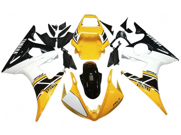 2006-2009 Yellow White Glossy Black Yamaha YZF R6S Motorcycle Fairings