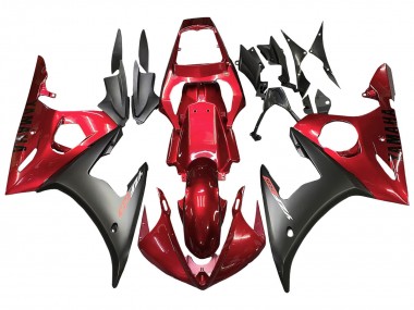 2003-2004 Red Matte Black Yamaha YZF R6 Motorcycle Fairing Kits