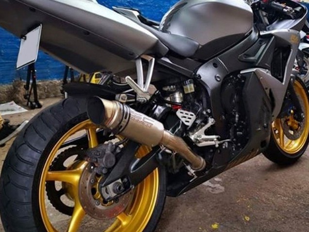 2006-2009 Matte Grey Matte Black Gold Decals Yamaha YZF R6S Motorcycle Fairings