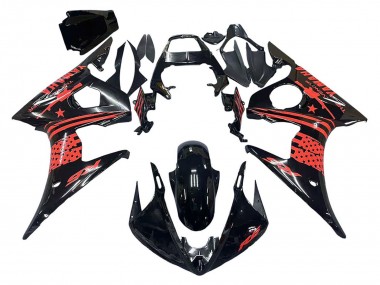 2003-2004 Glossy Black Red Yamaha YZF R6 Motorcycle Fairing