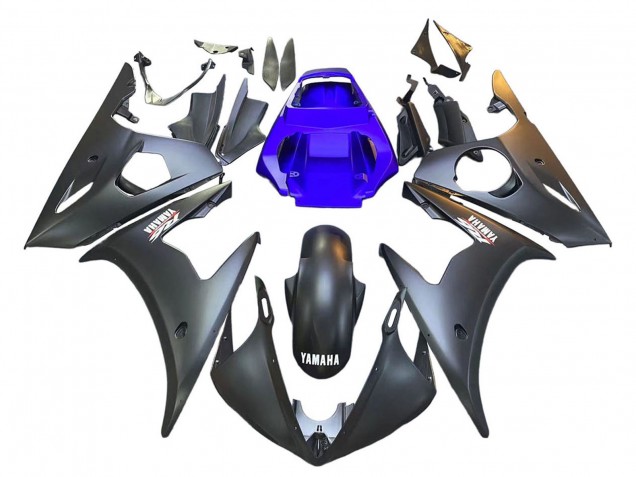 2003-2004 Blue Matte Black Yamaha YZF R6 Motorcycle Fairings