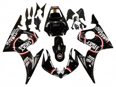 2003-2004 Glossy Black Red White Lucky Strike Motul Yamaha YZF R6 Motorcycle Fairings