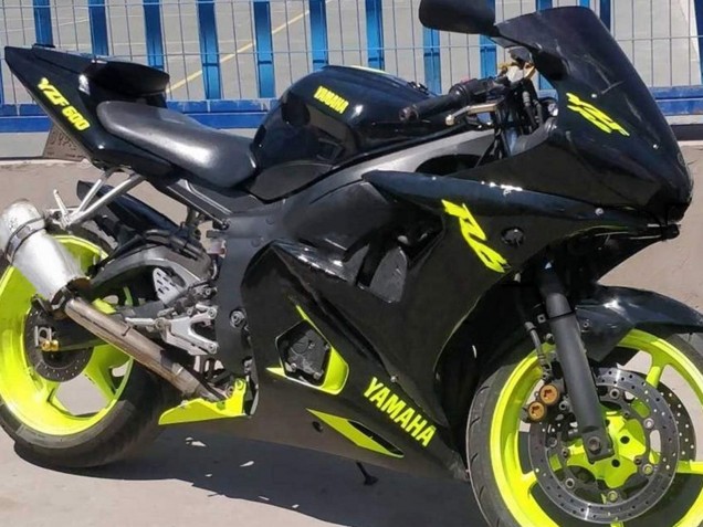 2003-2004 Glossy Black Neon Yellow Yamaha YZF R6 Motorcycle Fairings