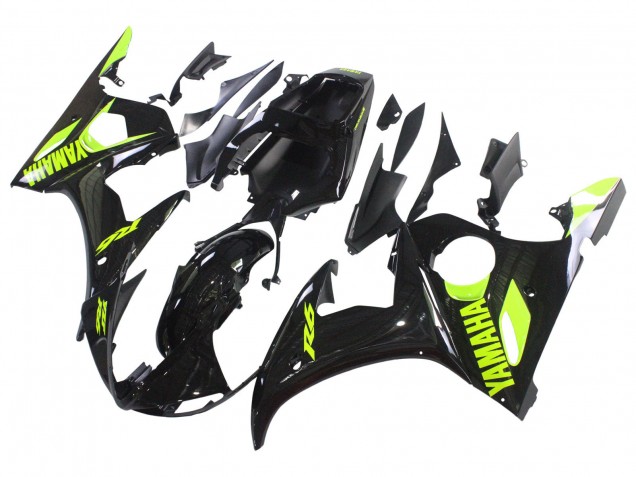 2006-2009 Glossy Black Neon Yellow Yamaha YZF R6S Motorcycle Fairings
