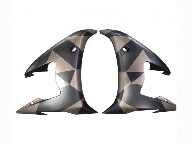 2003-2004 Grey Matte Black Geometric Yamaha YZF R6 Motorcycle Fairings