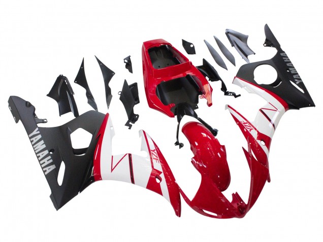 2006-2009 Red White Matte Black Yamaha YZF R6S Motorcycle Fairings