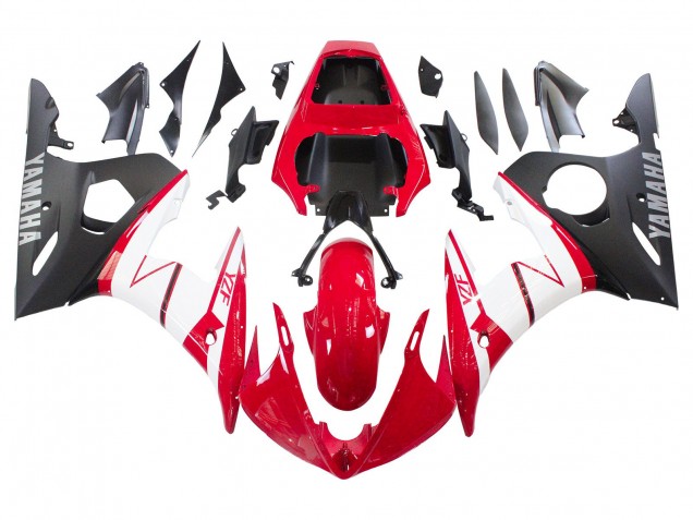 2006-2009 Red White Matte Black Yamaha YZF R6S Motorcycle Fairings