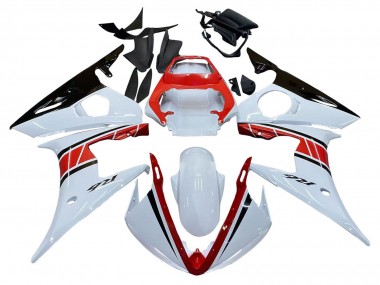 2006-2009 White Red Glossy Black Yamaha YZF R6S Motorcycle Fairings