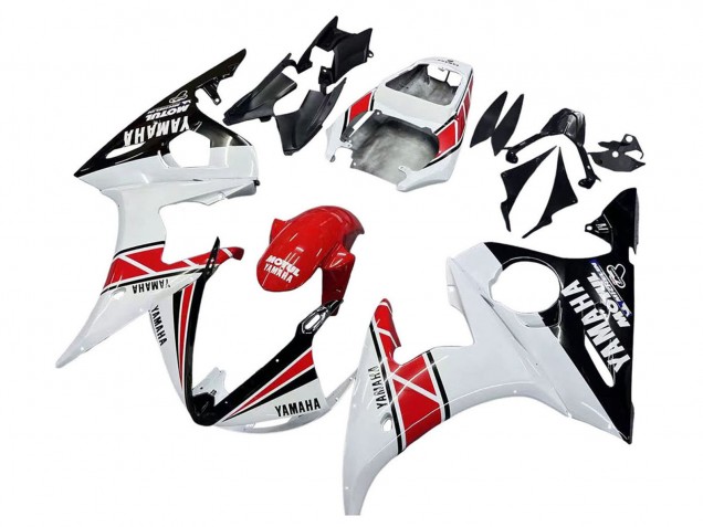 2006-2009 White Red Glossy Black Motul Yamaha YZF R6S Motorcycle Fairings