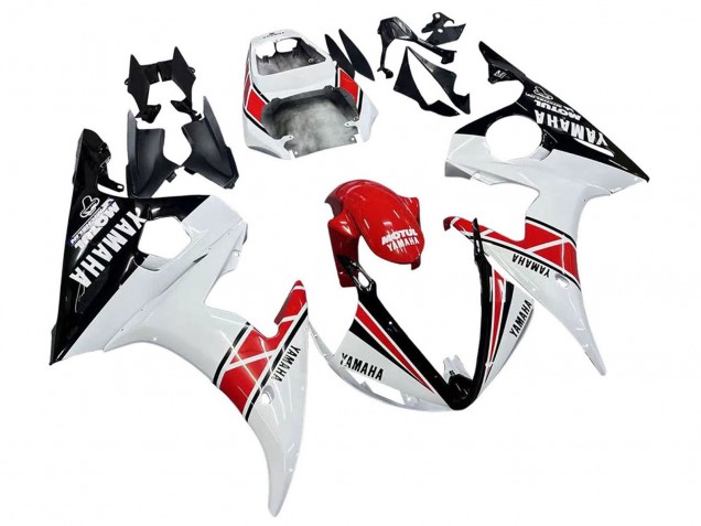 2006-2009 White Red Glossy Black Motul Yamaha YZF R6S Motorcycle Fairings