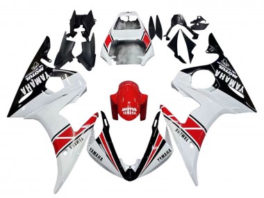 2006-2009 White Red Glossy Black Motul Yamaha YZF R6S Motorcycle Fairings