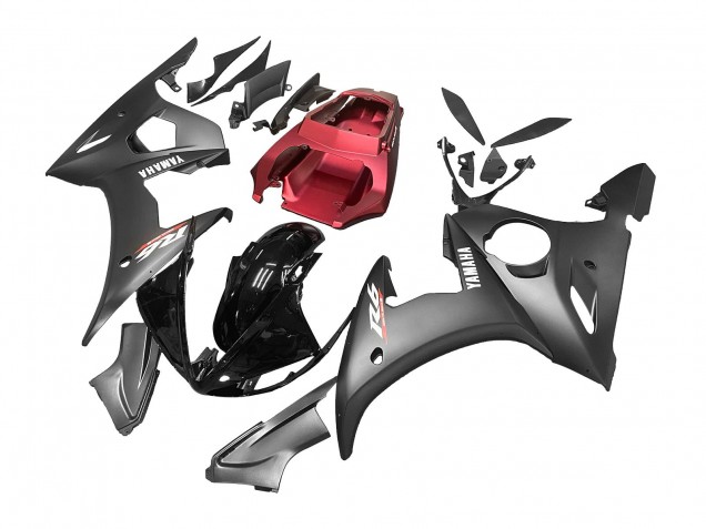 2003-2004 Red Glossy Black Matte Black Yamaha YZF R6 Motorcycle Fairings