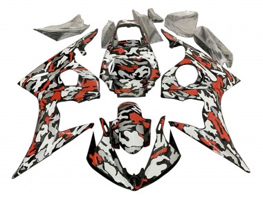 2003-2004 Black Red Grey Camouflage Yamaha YZF R6 Motorcycle Fairings