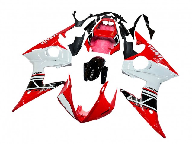 2006-2009 Red White Black Yamaha YZF R6S Motorcycle Fairings