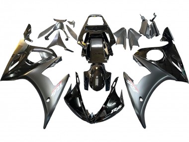 2003-2004 Glossy Black Matte Black Gold Chameleon Yamaha YZF R6 Motorcycle Fairings