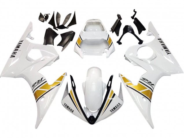 2003-2004 White Gold Yamaha YZF R6 Motorcycle Fairings
