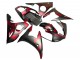 2005 Matte Black Red Geometric Yamaha YZF 600 R6 Motorcycle Fairings