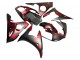 2005 Matte Black Red Geometric Yamaha YZF 600 R6 Motorcycle Fairings