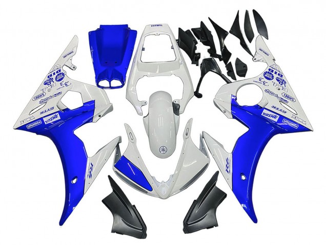 2005 White Blue Yamalube Yamaha YZF 600 R6 Motorcycle Fairings