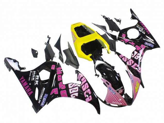 2005 Black Pink Yellow Repsol 46 Yamaha YZF 600 R6 Motorcycle Fairings