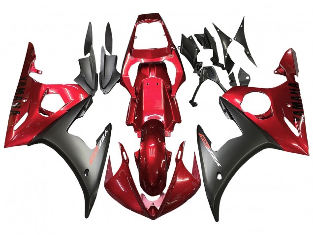 2005 Red Matte Black Yamaha YZF 600 R6 Motorcycle Fairing