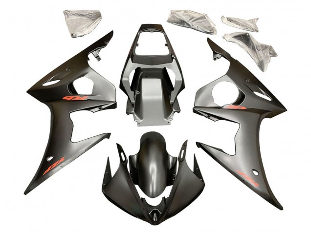 2005 Matte Black Red Yamaha YZF 600 R6 Motorcycle Fairings