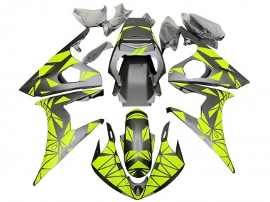 2005 Matte Black Neon Green Yamaha YZF 600 R6 Motorcycle Fairings