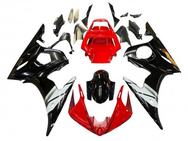 2005 Red White Glossy Black Yamaha YZF 600 R6 Motorcycle Fairings