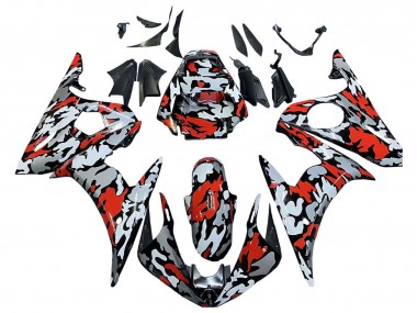 2005 Black Red Grey Camouflage Yamaha YZF 600 R6 Motorcycle Fairings