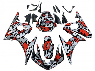 2005 Black Red Grey Camouflage Yamaha YZF 600 R6 Motorcycle Fairings