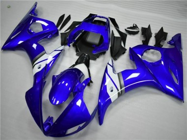 2005 Blue White Yamaha YZF 600 R6 Motorcycle Fairings