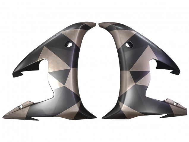 2005 Matte Black Grey Geometric Yamaha YZF 600 R6 Motorcycle Fairings
