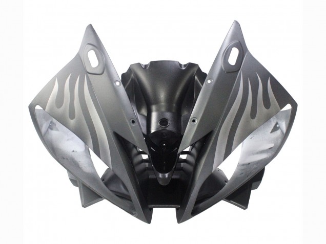 2006-2007 Matte Black Silver Flame Yamaha YZF 600 R6 Motorcycle Fairings