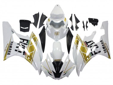 2006-2007 White Gold Black Fiat Yamaha YZF 600 R6 Motorcycle Fairings