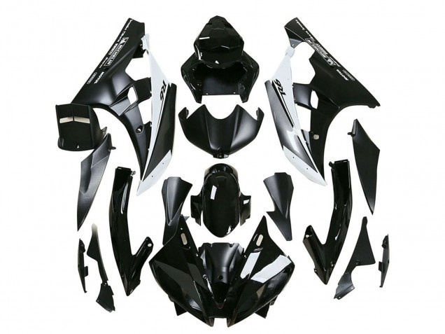 2006-2007 Glossy Black Matte Black White Motul Michelin Yamaha YZF 600 R6 Motorcycle Fairings