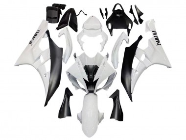 2006-2007 White Matte Black Yamaha YZF 600 R6 Motorcycle Fairings