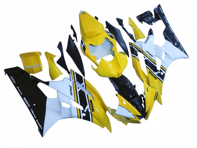 2006-2007 Yellow White Glossy Black Motul Yamaha YZF 600 R6 Motorcycle Fairings