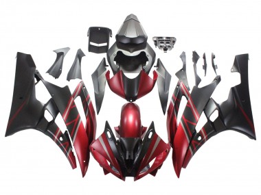 2006-2007 Red Matte Black Yamaha YZF 600 R6 Motorcycle Fairings