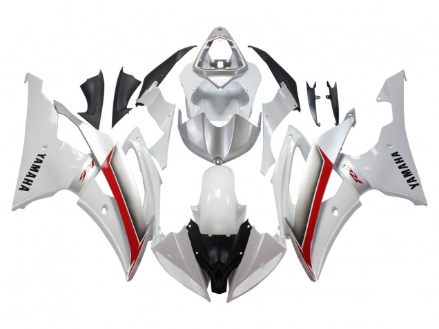 2008-2016 White Red Yamaha YZF 600 R6 Motorcycle Fairings